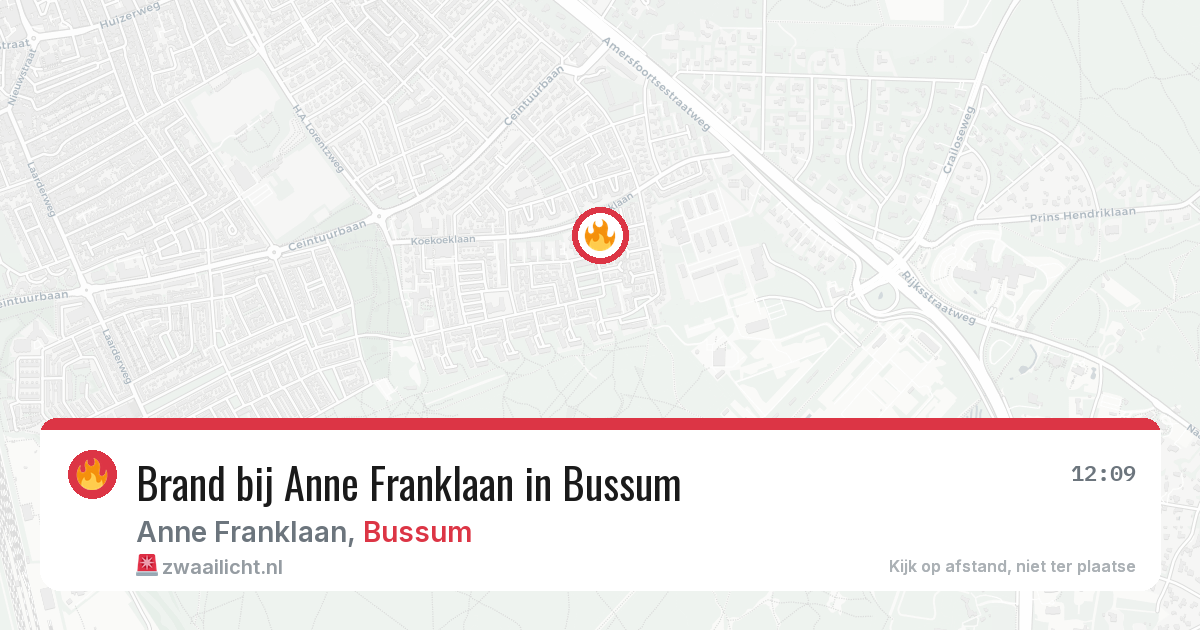 Brand bij Anne Franklaan in Bussum — 13 jun 2026
