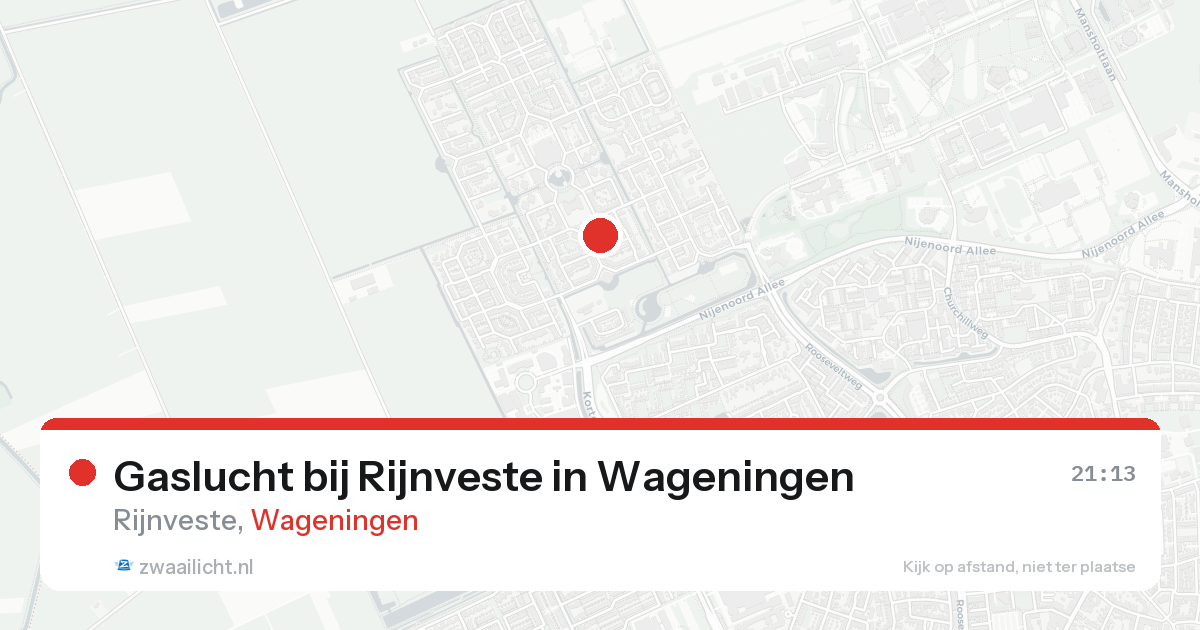 Gaslucht bij Rijnveste in Wageningen — 20 aug 2026