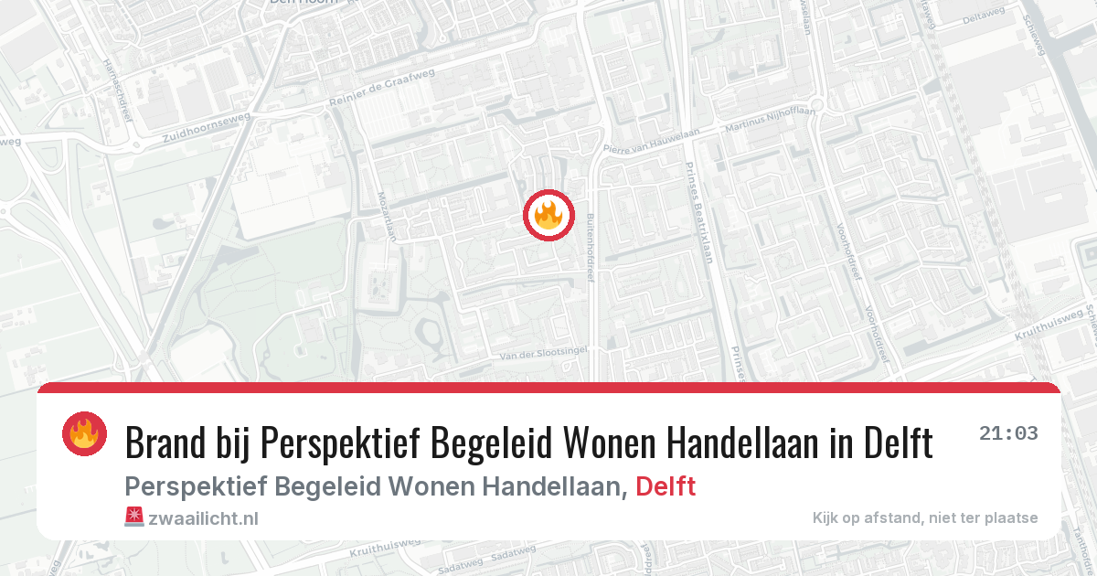 Brand bij Perspektief Begeleid Wonen Handellaan in Delft — 19 jun 2026