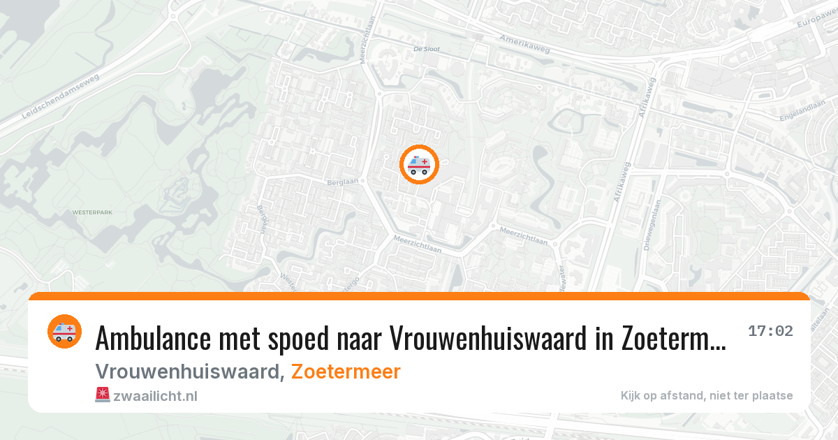 Ambulance met spoed naar Vrouwenhuiswaard in Zoetermeer — 20 jun 2026