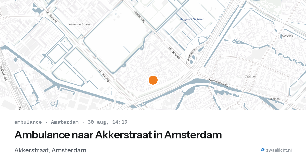 Ambulance naar Akkerstraat in Amsterdam — 30 aug 2026