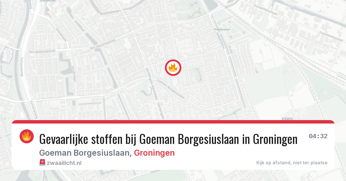 Gevaarlijke stoffen bij Goeman Borgesiuslaan in Groningen — 9 mrt 2026