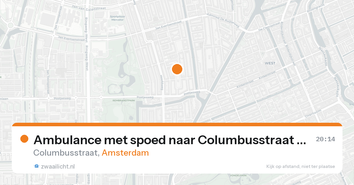 Ambulance met spoed naar Columbusstraat in Amsterdam — 18 aug 2026