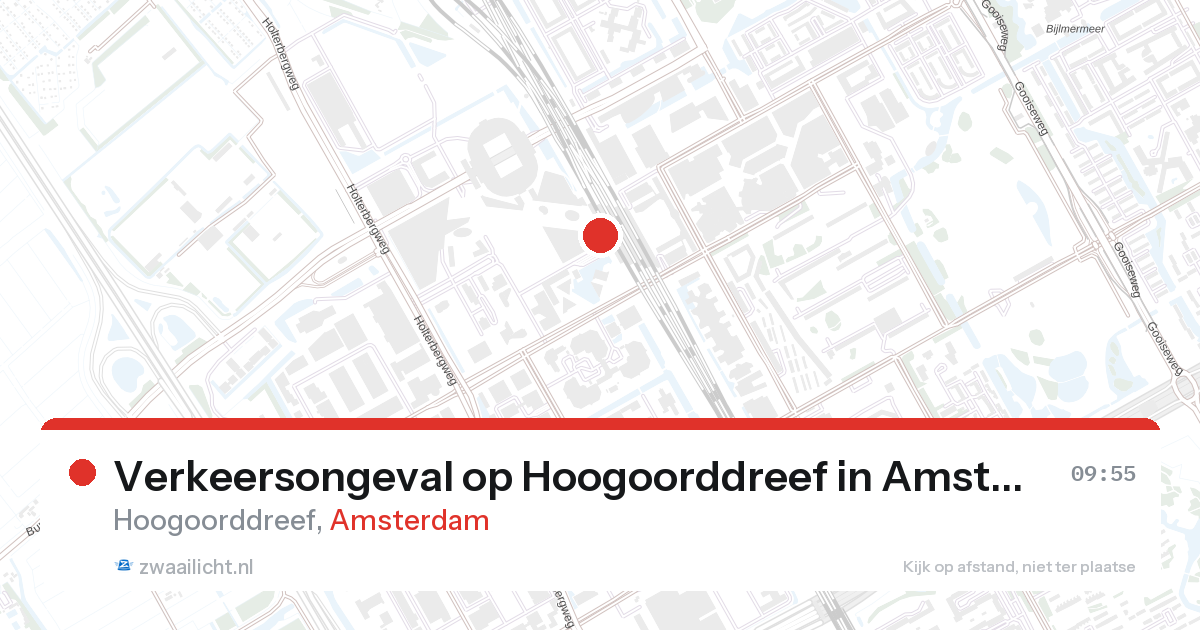 Verkeersongeval op Hoogoorddreef in Amsterdam — 27 aug 2026