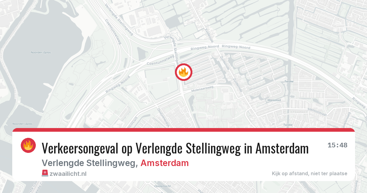 Verkeersongeval op Verlengde Stellingweg in Amsterdam — 10 jun 2026