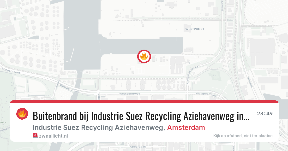 Buitenbrand bij Industrie Suez Recycling Aziehavenweg in Amsterdam — 26 mei 2026