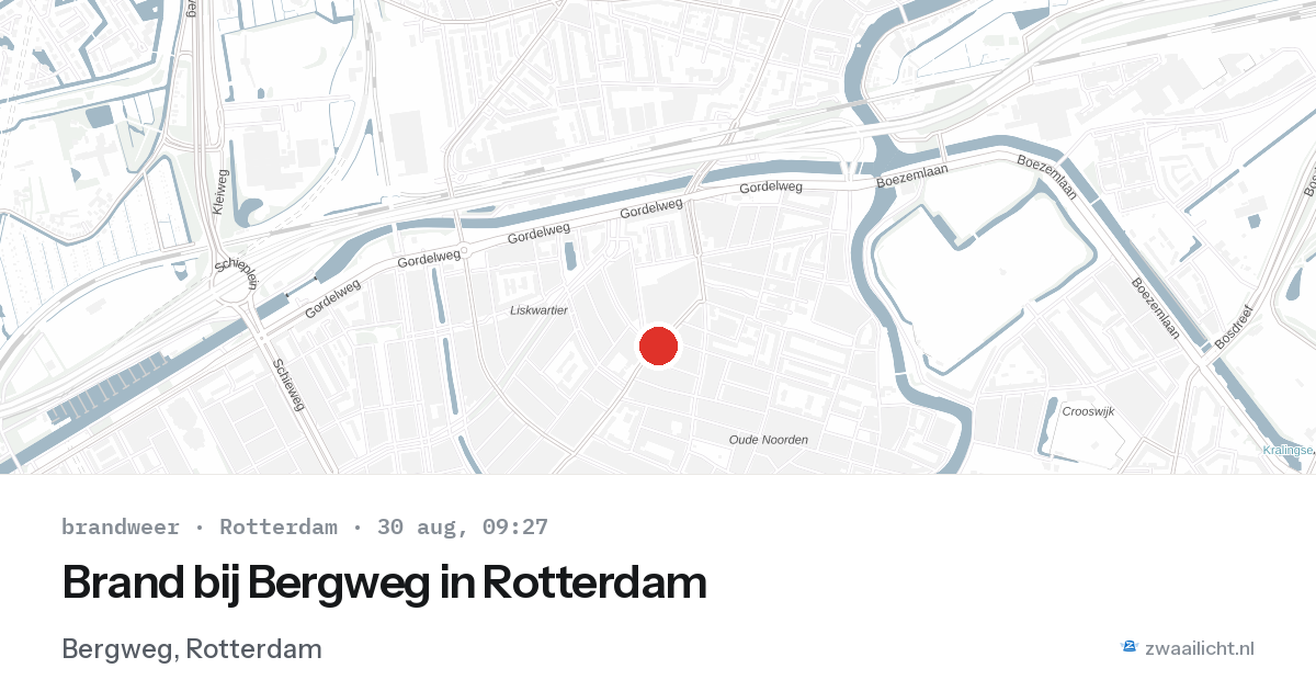 Brand bij Bergweg in Rotterdam — 30 aug 2026