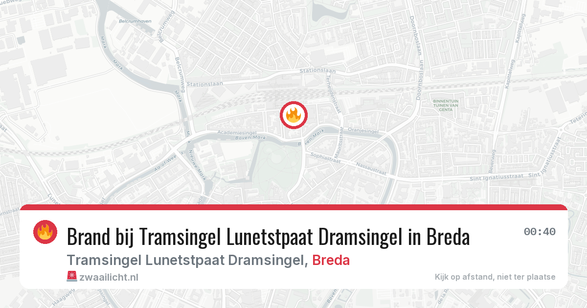 Brand bij Tramsingel Lunetstpaat Dramsingel in Breda — 20 jun 2026