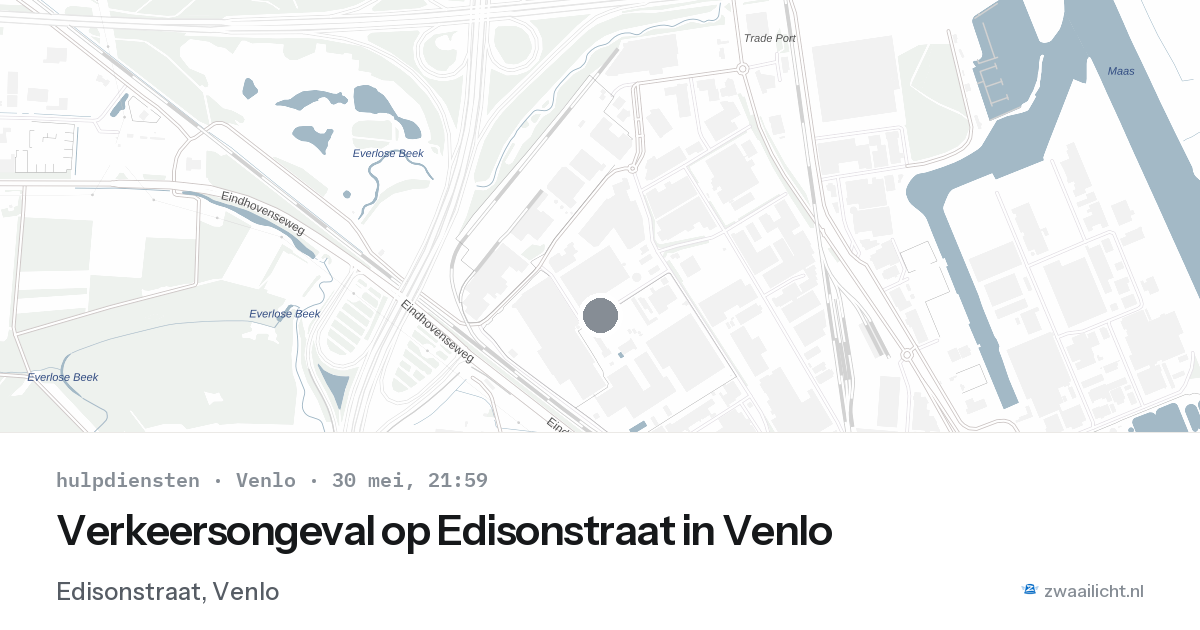 Verkeersongeval op Edisonstraat in Venlo — 30 mei 2026