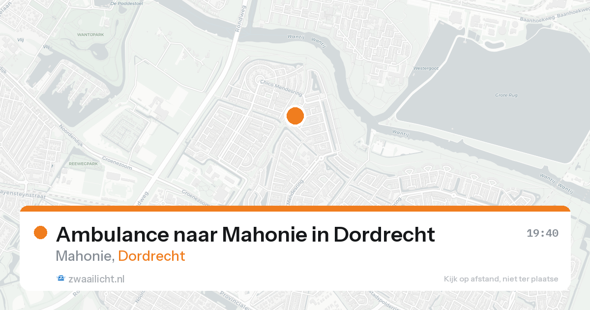 Ambulance naar Mahonie in Dordrecht — 20 aug 2026