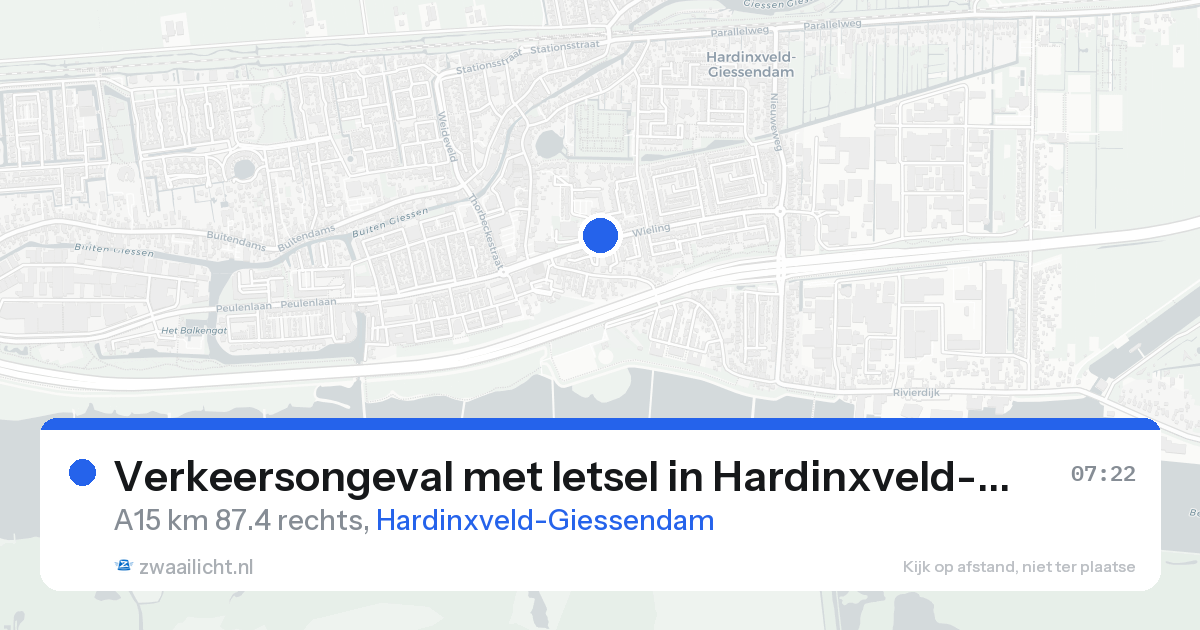 Verkeersongeval met letsel in Hardinxveld-Giessendam — 25 aug 2026