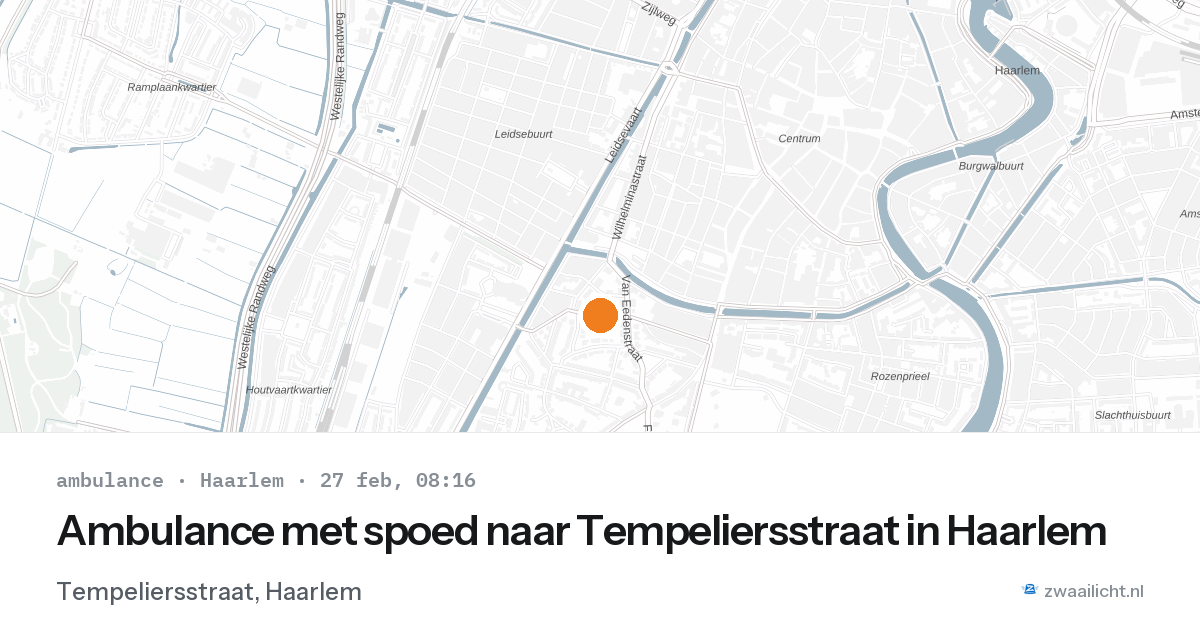 Ambulance met spoed naar Tempeliersstraat in Haarlem — 27 feb 2026