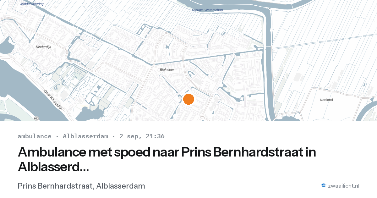 Ambulance met spoed naar Prins Bernhardstraat in Alblasserdam — 2 sep 2026