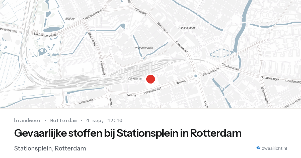 Gevaarlijke stoffen bij Stationsplein in Rotterdam — 4 sep 2026