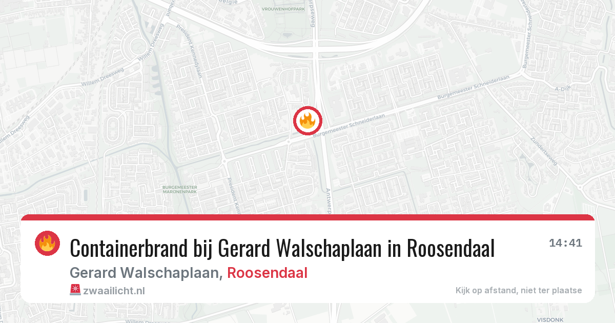 Containerbrand bij Gerard Walschaplaan in Roosendaal — 27 mei 2026