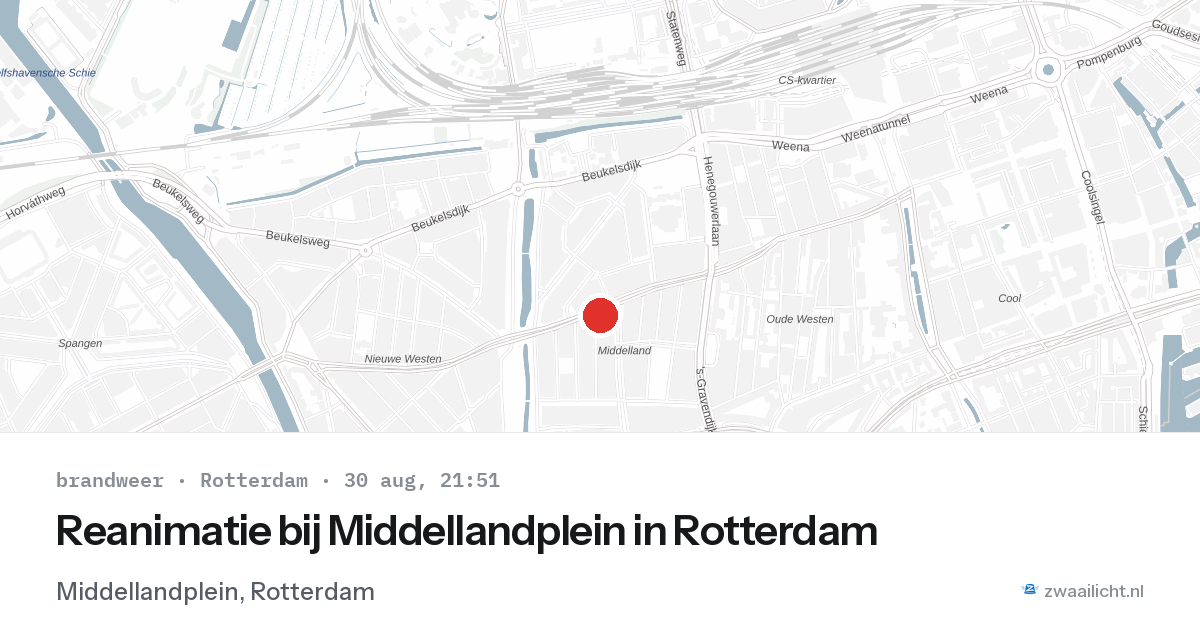 Reanimatie bij Middellandplein in Rotterdam — 30 aug 2026