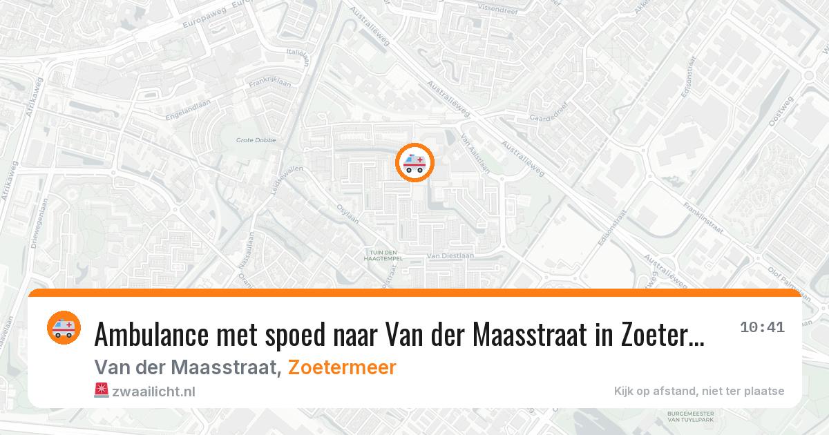 Ambulance met spoed naar Van der Maasstraat in Zoetermeer — 27 jun 2026