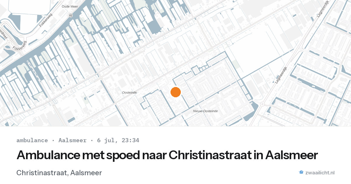 Ambulance met spoed naar Christinastraat in Aalsmeer — 6 jul 2026