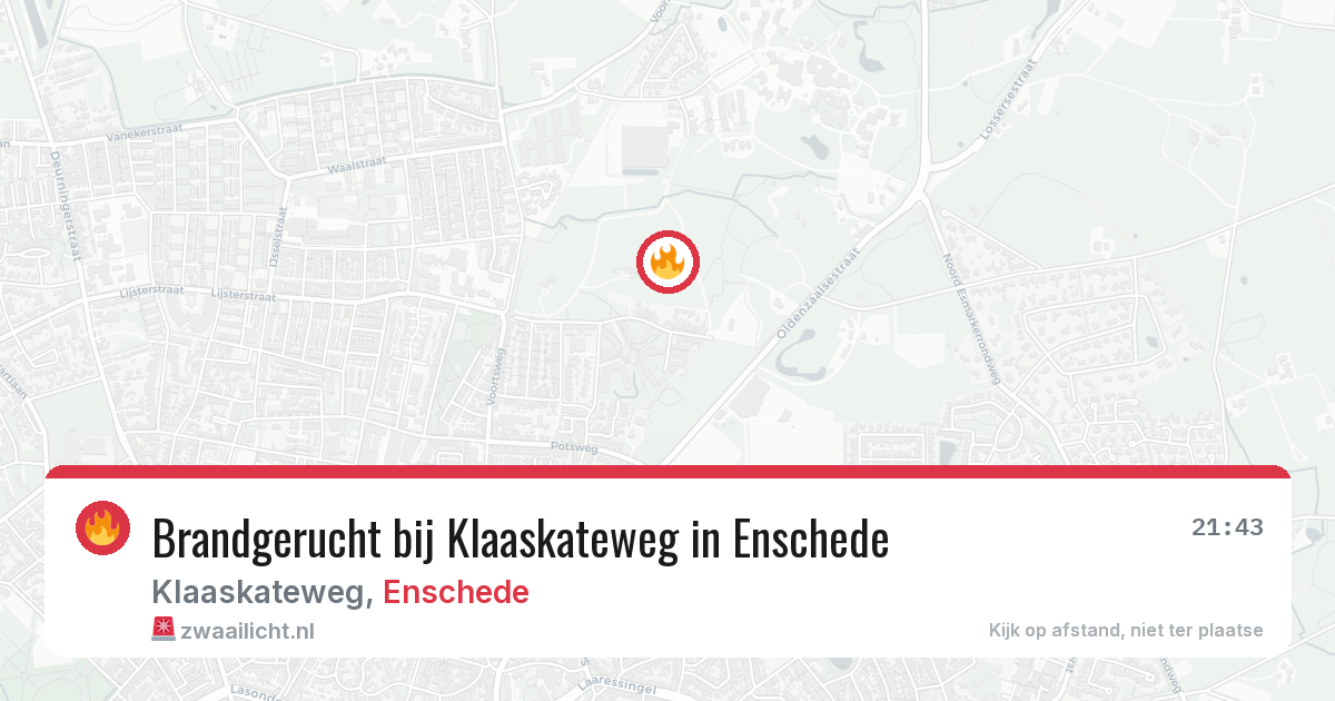 Brandgerucht bij Klaaskateweg in Enschede — 12 jun 2026