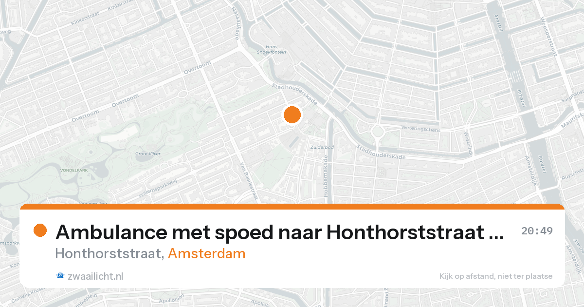 Ambulance met spoed naar Honthorststraat in Amsterdam — 16 aug 2026