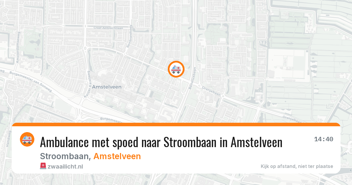 Ambulance met spoed naar Stroombaan in Amstelveen — 8 aug 2026