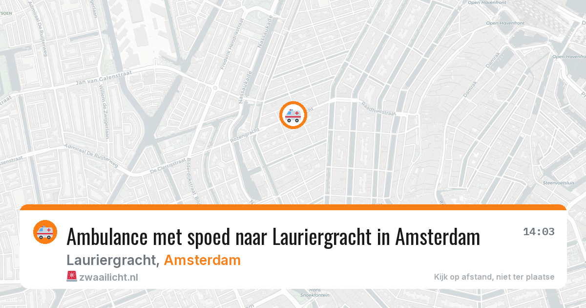 Ambulance met spoed naar Lauriergracht in Amsterdam — 29 mei 2026