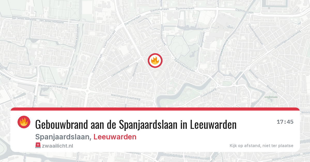 Gebouwbrand aan de Spanjaardslaan in Leeuwarden — 30 mrt 2026