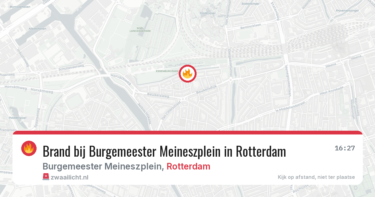 Brand bij Burgemeester Meineszplein in Rotterdam — 30 jul 2026