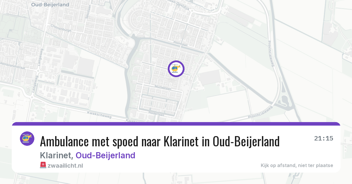 Ambulance met spoed naar Klarinet in Oud-Beijerland — 9 aug 2026