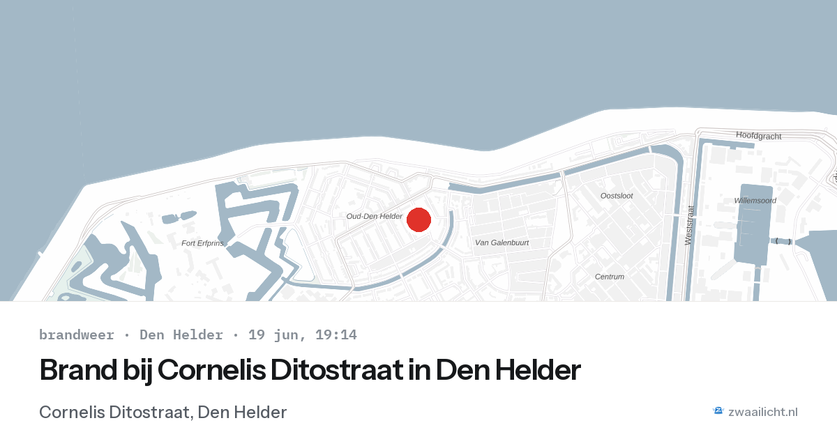 Brand bij Cornelis Ditostraat in Den Helder — 19 jun 2026