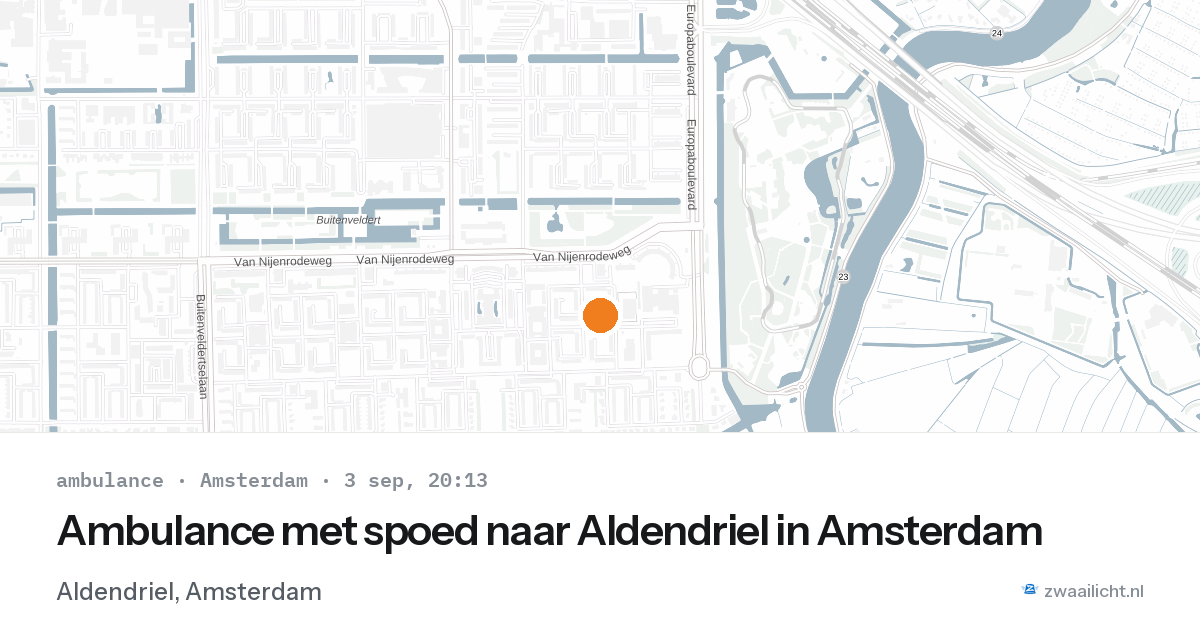 Ambulance met spoed naar Aldendriel in Amsterdam — 3 sep 2026