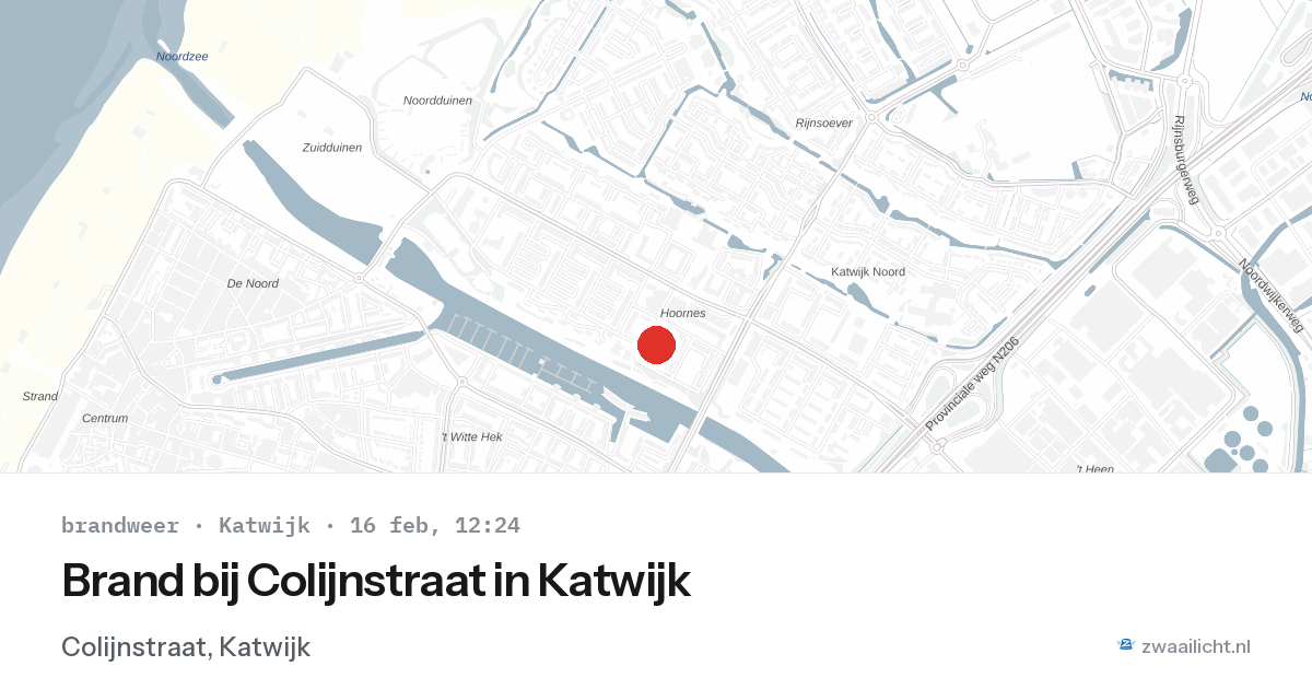 Brand bij Colijnstraat in Katwijk — 16 feb 2026