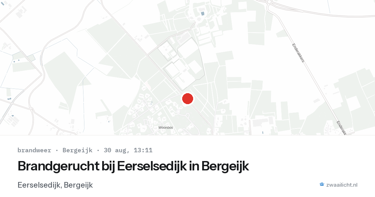 Brandgerucht bij Eerselsedijk in Bergeijk — 30 aug 2026