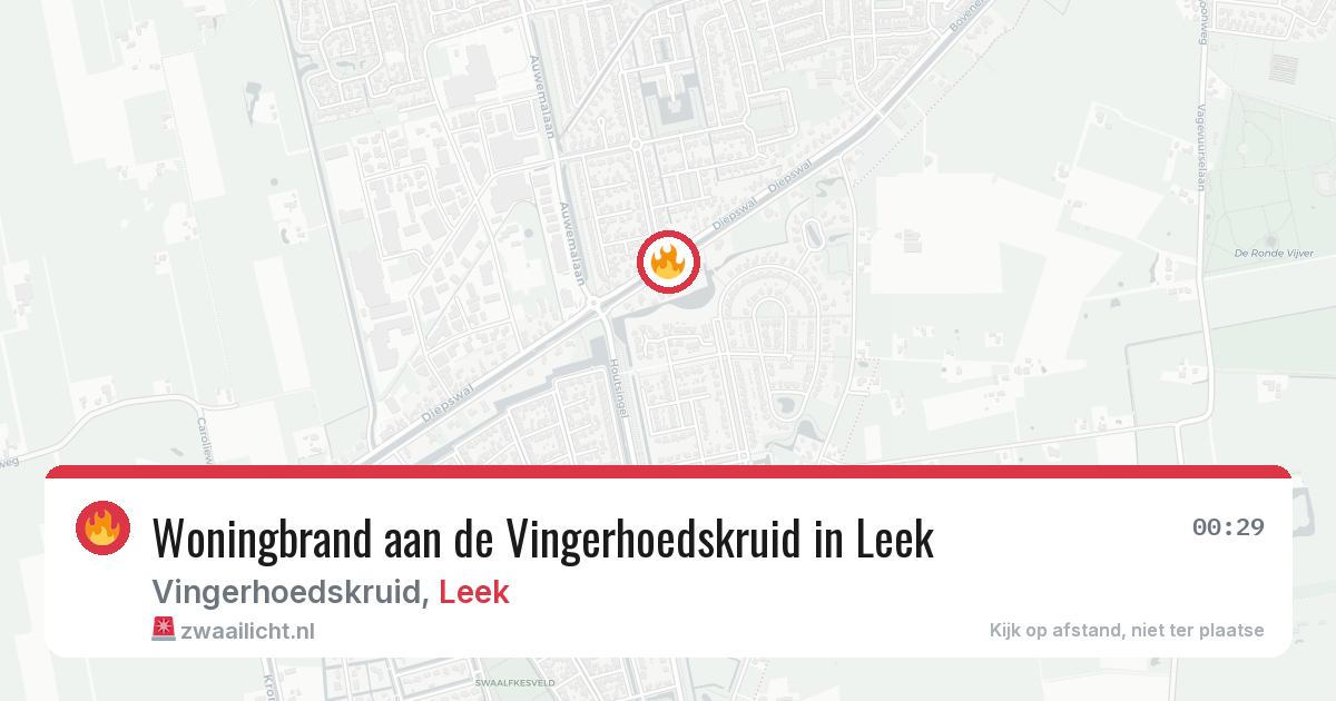 Woningbrand aan de Vingerhoedskruid in Leek — 19 jun 2026