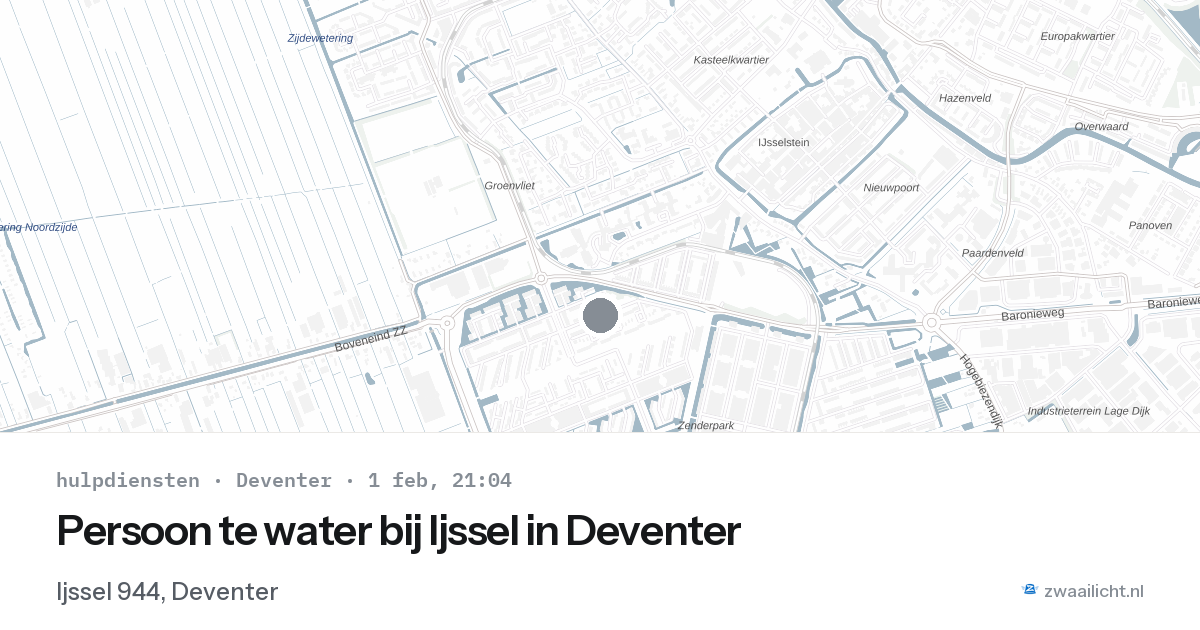 Persoon te water bij Ijssel in Deventer — 1 feb 2026