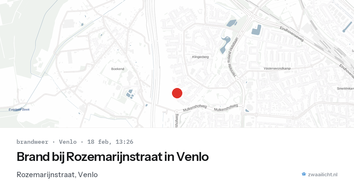 Brand bij Rozemarijnstraat in Venlo — 18 feb 2026