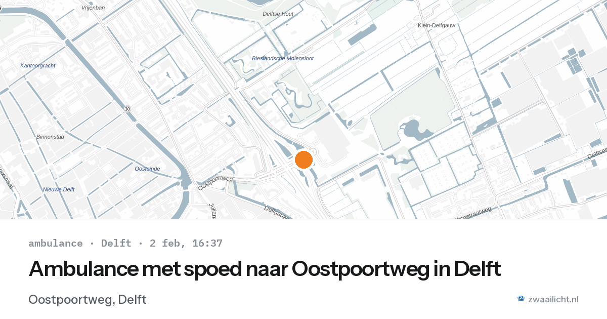 Ambulance met spoed naar Oostpoortweg in Delft — 2 feb 2026