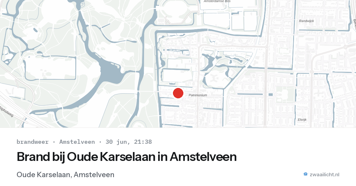 Brand bij Oude Karselaan in Amstelveen — 30 jun 2026