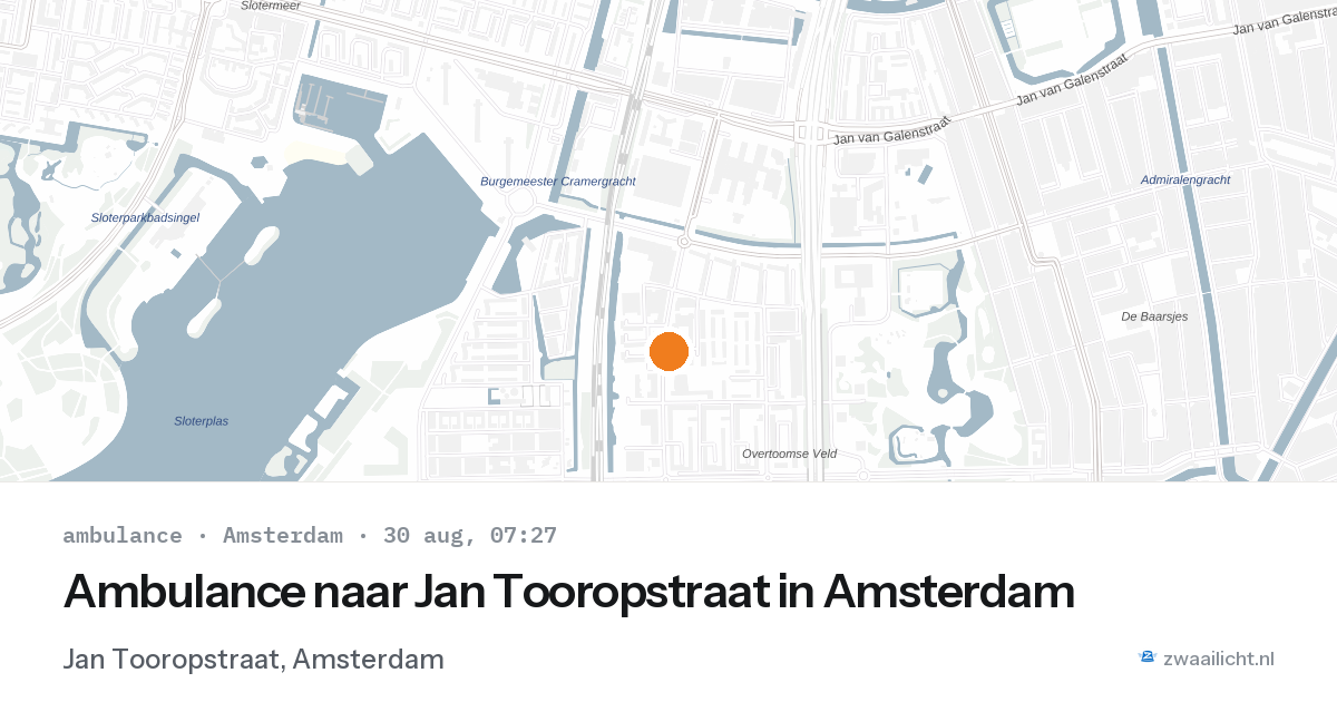 Ambulance naar Jan Tooropstraat in Amsterdam — 30 aug 2026