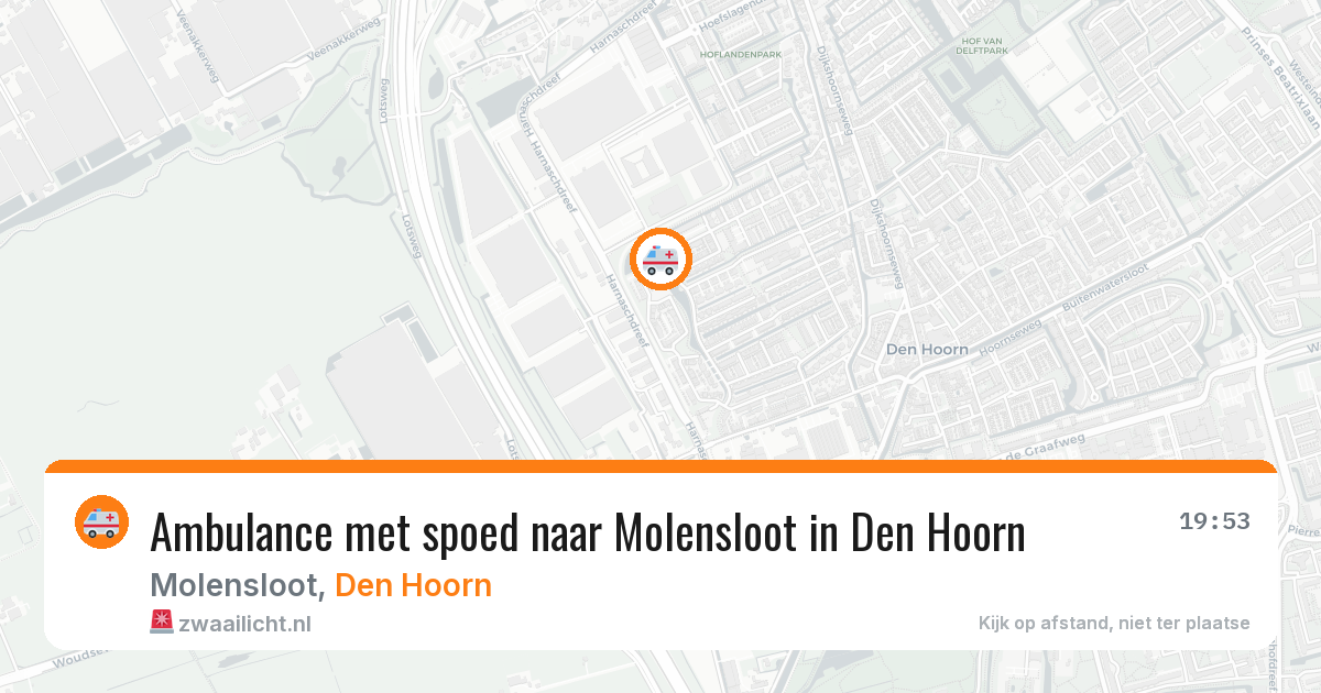 Ambulance met spoed naar Molensloot in Den Hoorn — 19 apr 2026