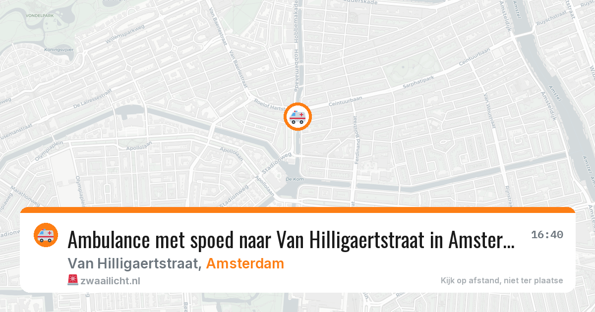 Ambulance met spoed naar Van Hilligaertstraat in Amsterdam — 12 mei 2026