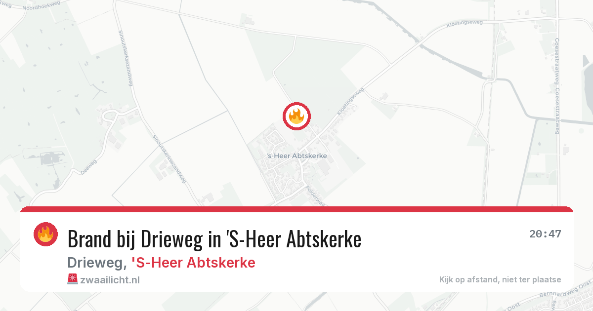 Brand bij Drieweg in 'S-Heer Abtskerke — 2 aug 2026
