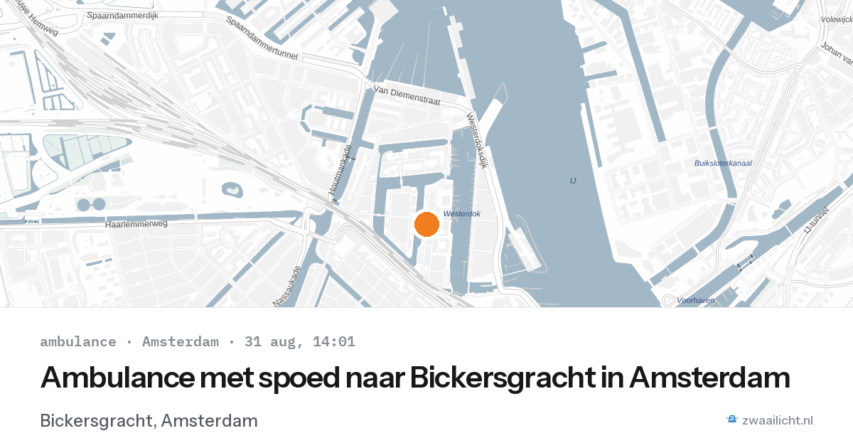 Ambulance met spoed naar Bickersgracht in Amsterdam — 31 aug 2026