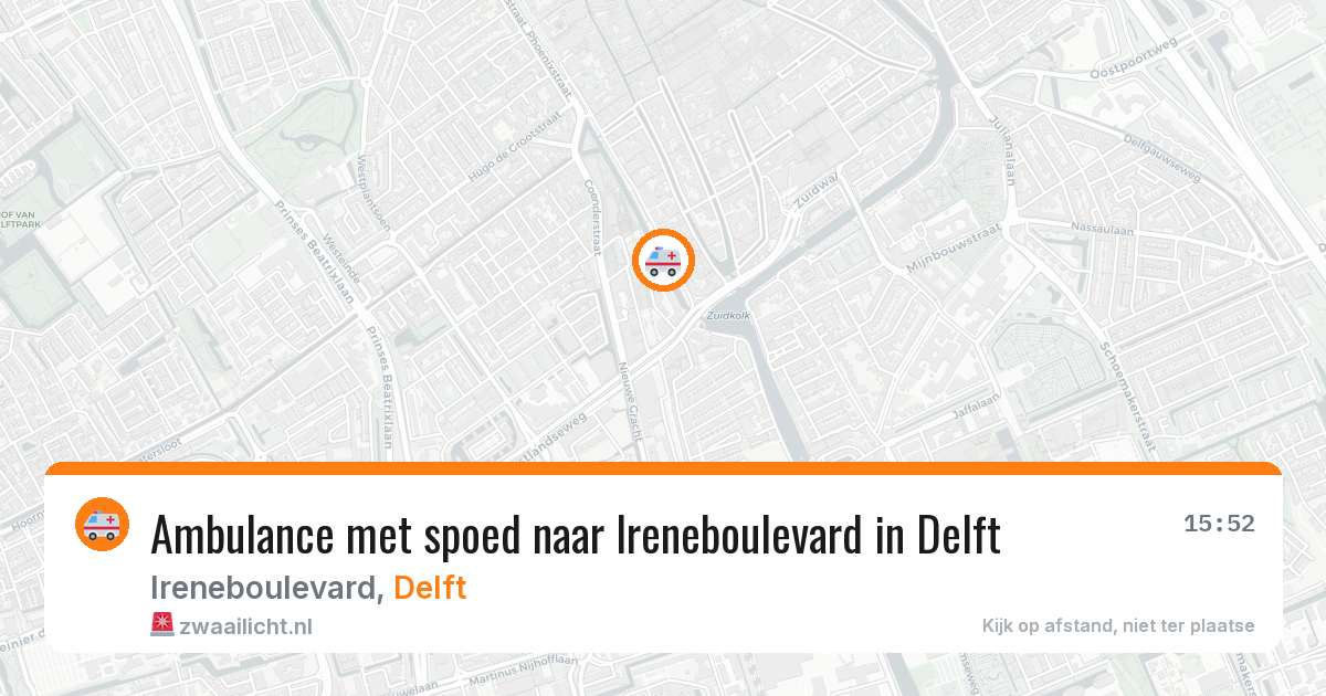 Ambulance met spoed naar Ireneboulevard in Delft — 12 aug 2026