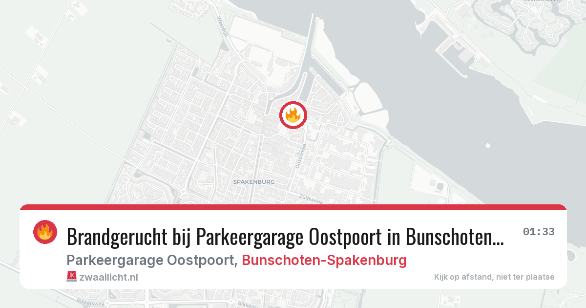 Brandgerucht bij Parkeergarage Oostpoort in Bunschoten-Spakenburg — 4 aug 2026