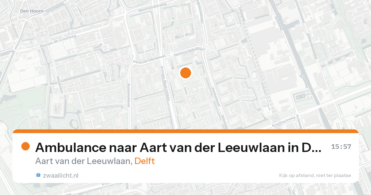 Ambulance naar Aart van der Leeuwlaan in Delft — 20 aug 2026