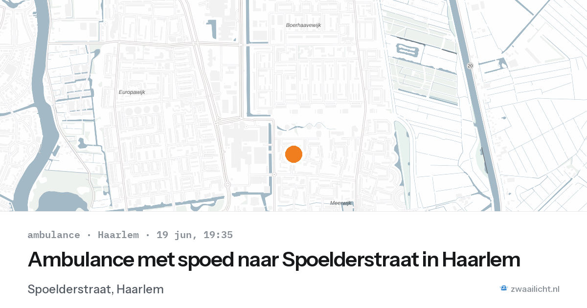 Ambulance met spoed naar Spoelderstraat in Haarlem — 19 jun 2026