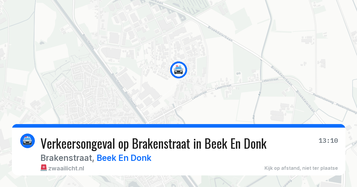 Verkeersongeval op Brakenstraat in Beek En Donk — 14 aug 2026