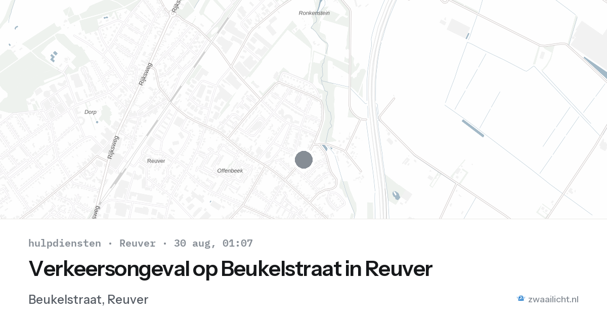 Verkeersongeval op Beukelstraat in Reuver — 29 aug 2026