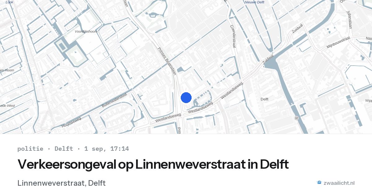 Verkeersongeval op Linnenweverstraat in Delft — 1 sep 2026